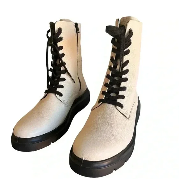 ECCO WOMEN'S NOUVELLE LACE BOOT LimeStone Side Zip Leather EU 41 US 10/10.5 - Picture 7 of 16